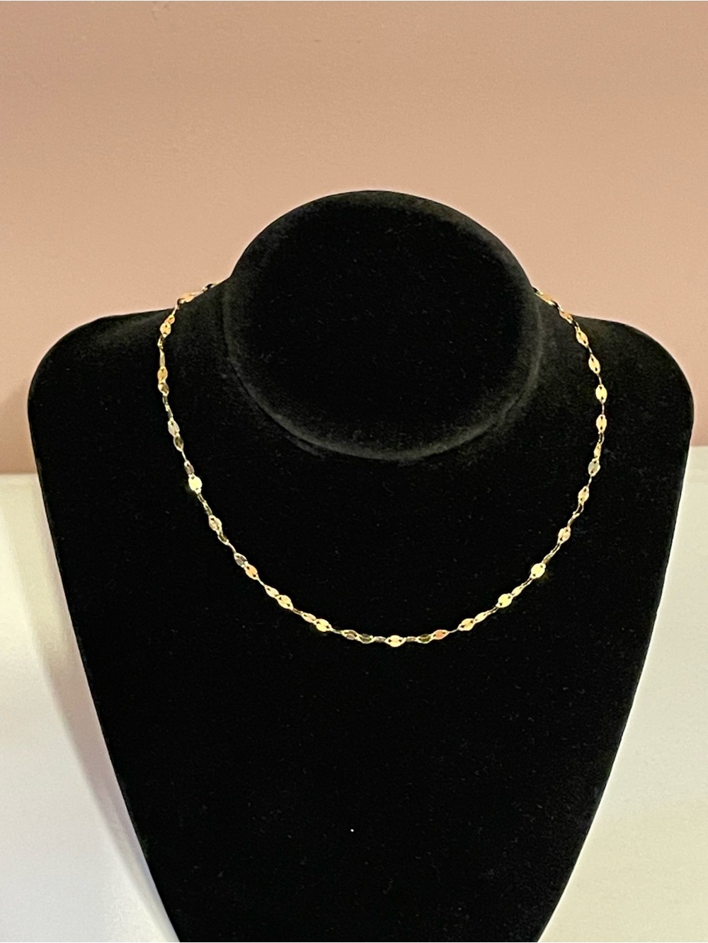 14k solid  Gold mirror Link choker necklace